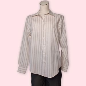 BROOKS BROTHERS • Size 10 pink pinstripes button down blouse business women's